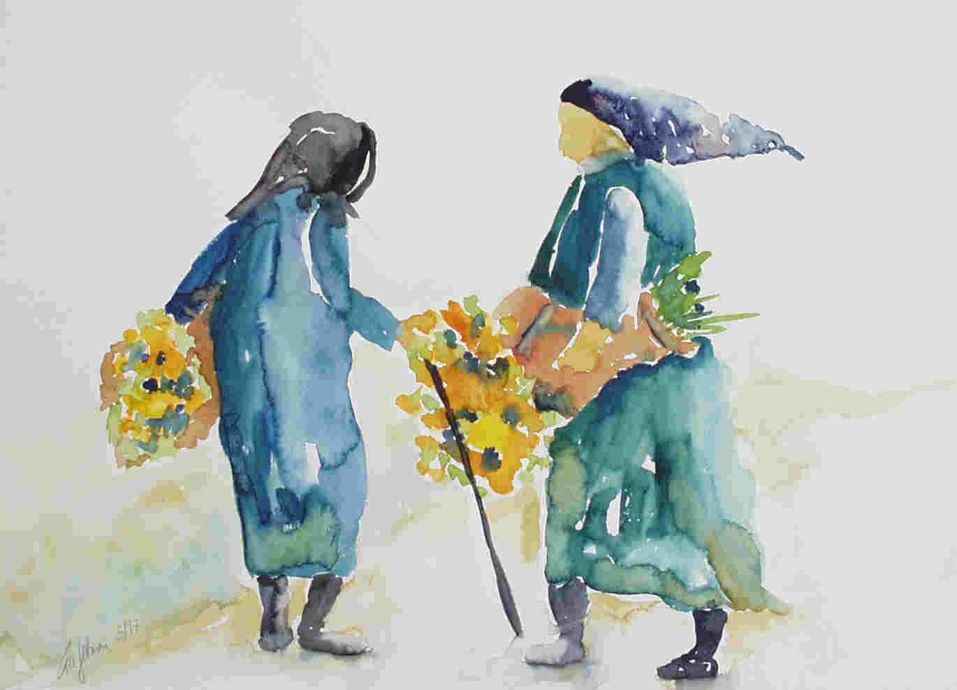 Zwei Frauen, 40x30cm, 1997, ams97_1k, 30 KB